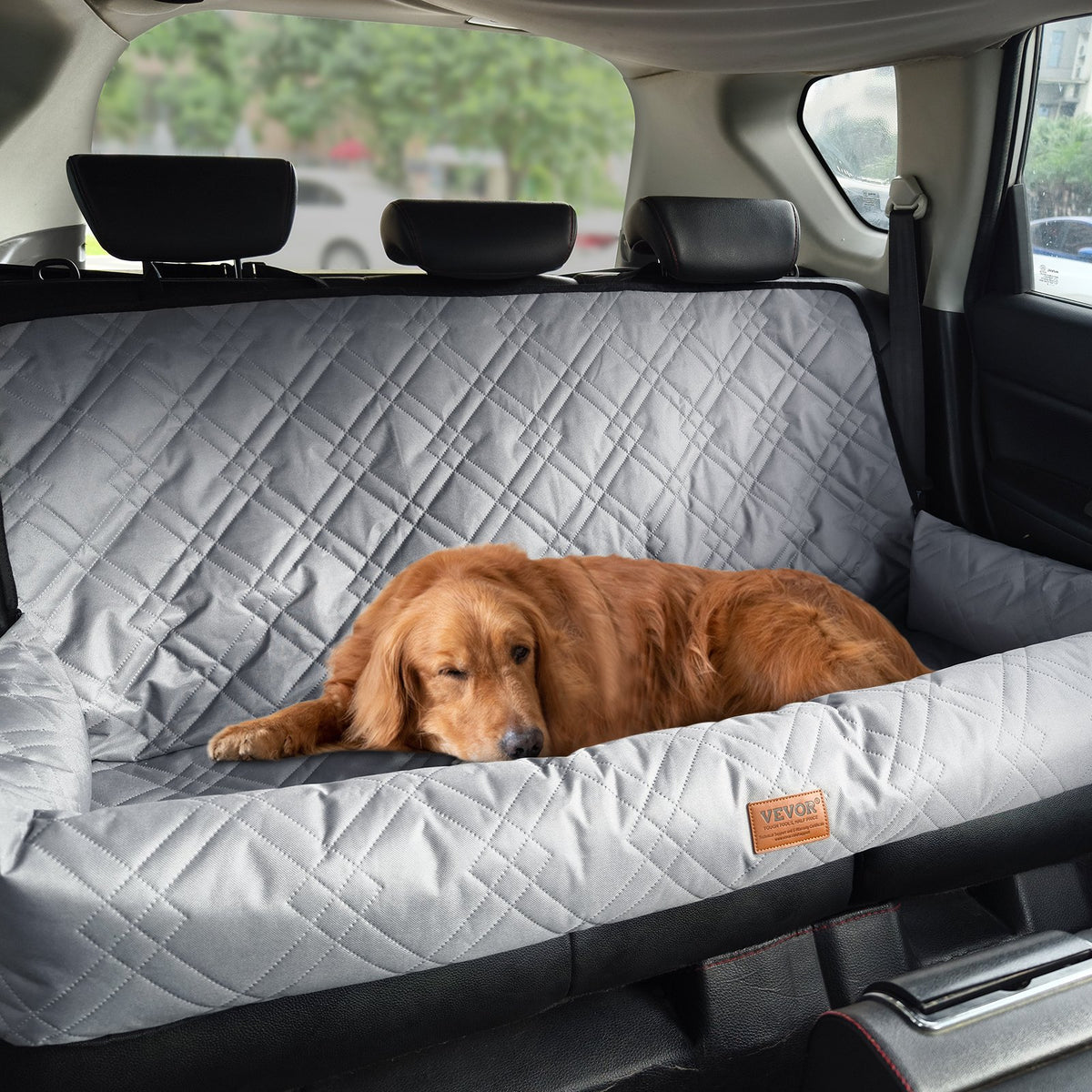 VEVOR Dog Car Seat, Waterproof Dog Booster Seat for Car, Pet Car Seat with Clip-On Safety Leash, PP Cotton Filling, Dog Car Bed for Medium & Large Dog up to 100 lbs, Gray - CWZGQCZYHSSF4IZF4V0 - view 1
