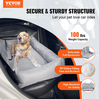 VEVOR Dog Car Seat, Waterproof Dog Booster Seat for Car, Pet Car Seat with Clip-On Safety Leash, PP Cotton Filling, Dog Car Bed for Medium & Large Dog up to 100 lbs, Gray - CWZGQCZYHSSF4IZF4V0 - view 3
