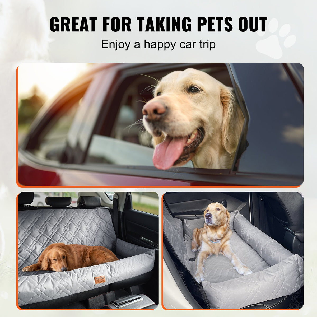VEVOR Dog Car Seat, Waterproof Dog Booster Seat for Car, Pet Car Seat with Clip-On Safety Leash, PP Cotton Filling, Dog Car Bed for Medium & Large Dog up to 100 lbs, Gray - CWZGQCZYHSSF4IZF4V0 - view 7