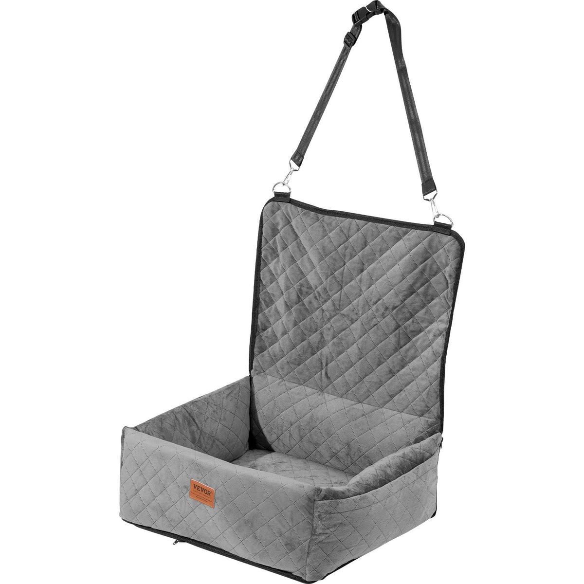 VEVOR Dog Car Seat, Dog Booster Seat for Car with A Storage Pocket, Clip-On Safety Leash, Sponge and PP Cotton Filling, Dog Car Bed for Small & Medium Dog up to 40lbs, Gray - CWZGQCZYHSSFX5CLMV0 - view 10