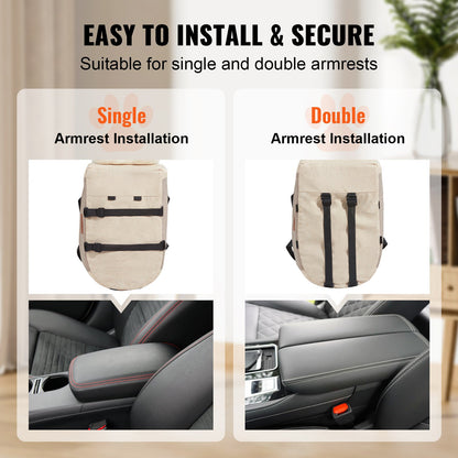 VEVOR Console Dog Car Seat, Center Console Dog Booster Seat for Small Dog, Pet Car Seat for Car Armrest with Clip-On Leash, Adjustable Straps, Supports up to 8lbs, Light Brown - CWZGQCZYQHSXR152ZV0 - view 5