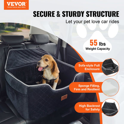 VEVOR Dog Car Seat, Dog Booster Seat for Car with A Storage Pocket, Pet Car Seat with Clip-On Safety Leash, Sponge Filling, Dog Car Bed for Medium & Large Dog up to 55 lbs, Black - CWZGQCZYSFSC6Z483V0 - view 3