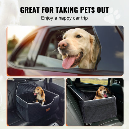VEVOR Dog Car Seat, Dog Booster Seat for Car with A Storage Pocket, Pet Car Seat with Clip-On Safety Leash, Sponge Filling, Dog Car Bed for Medium & Large Dog up to 55 lbs, Black - CWZGQCZYSFSC6Z483V0 - view 7