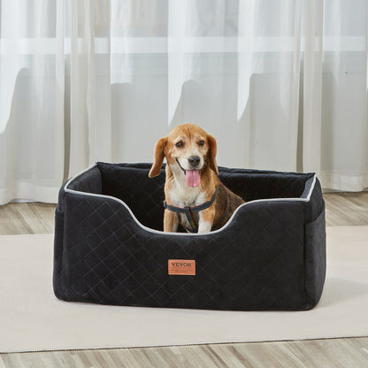 VEVOR Dog Car Seat, Dog Booster Seat for Car with A Storage Pocket, Pet Car Seat with Clip-On Safety Leash, Sponge Filling, Dog Car Bed for Medium & Large Dog up to 55 lbs, Black - CWZGQCZYSFSC6Z483V0 - view 9
