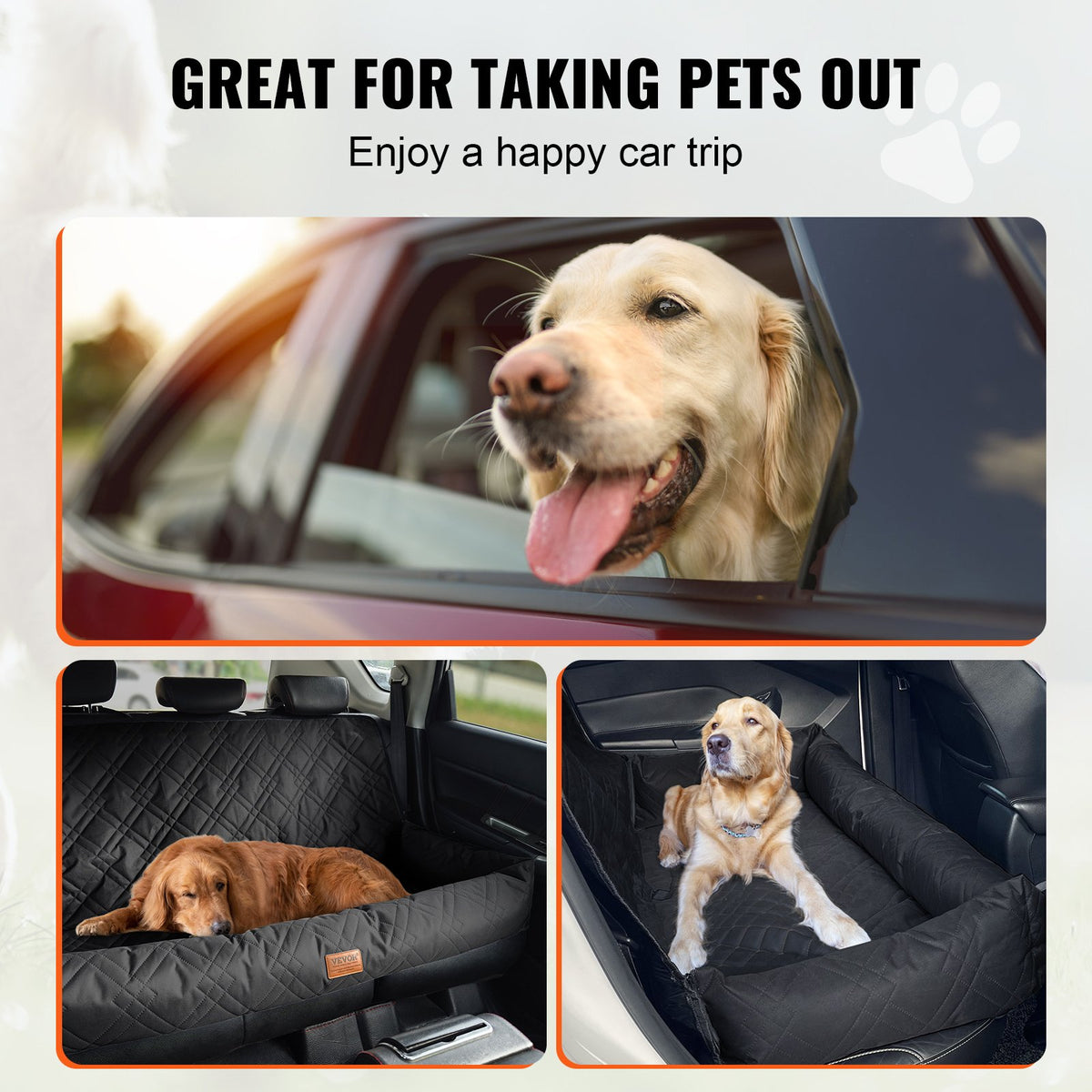 VEVOR Dog Car Seat, Waterproof Dog Booster Seat for Car, Pet Car Seat with Clip-On Safety Leash, PP Cotton Filling, Dog Car Bed for Medium & Large Dog up to 100 lbs, Black - CWZGQCZYSFSHXYKEFV0 - view 7