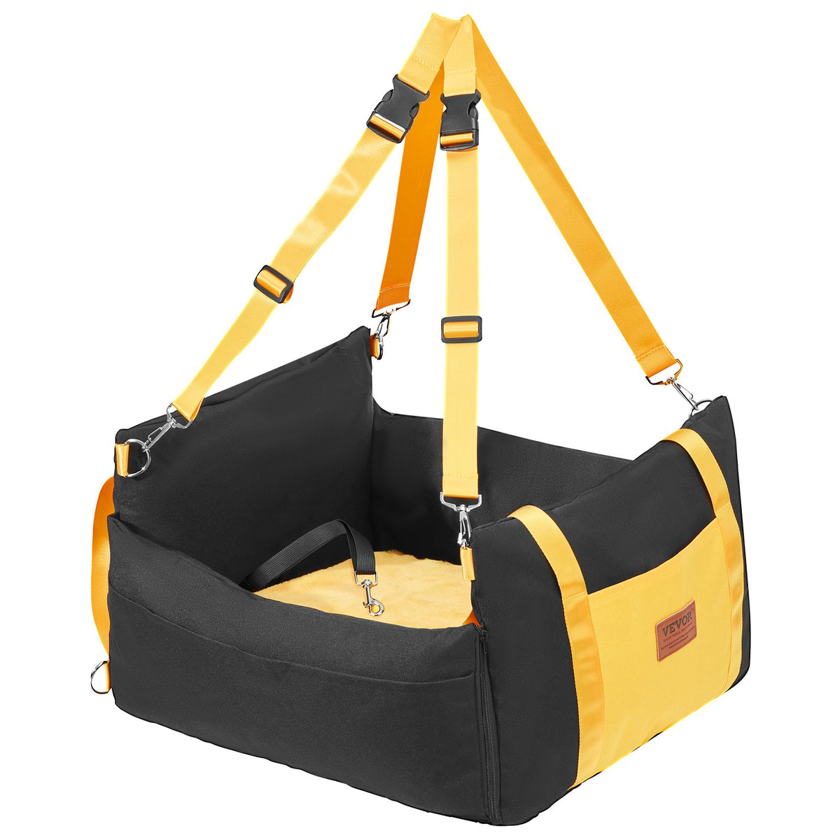 VEVOR Dog Car Seat, Waterproof Dog Booster Seat for Car with Side Handles and A Storage Pocket, Clip-On Safety Leash and PP Cotton Filling, Dog Car Bed for Small Dog up to 25lbs, Black - CWZGQCZYSFSQ7UB6XV0 - view 10