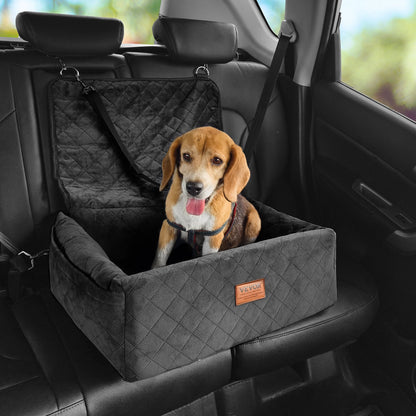 VEVOR Dog Car Seat, Dog Booster Seat for Car with A Storage Pocket, Clip-On Safety Leash, Sponge and PP Cotton Filling, Dog Car Bed for Small & Medium Dog up to 40lbs, Black - CWZGQCZYSFSQM6UMNV0 - view 1