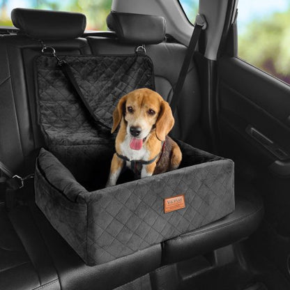 VEVOR Dog Car Seat, Dog Booster Seat for Car with A Storage Pocket, Clip-On Safety Leash, Sponge and PP Cotton Filling, Dog Car Bed for Small & Medium Dog up to 40lbs, Black - CWZGQCZYSFSQM6UMNV0 - view 2