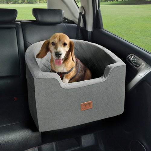 VEVOR Dog Car Seat, Waterproof Dog Booster Seat for Car with A Storage Pocket, Clip-On Safety Leash and Sponge Filling, Dog Car Bed for Small & Medium Dog up to 55lbs, Gray - CWZGQCZYTSQH1HCRMV0 - view 2