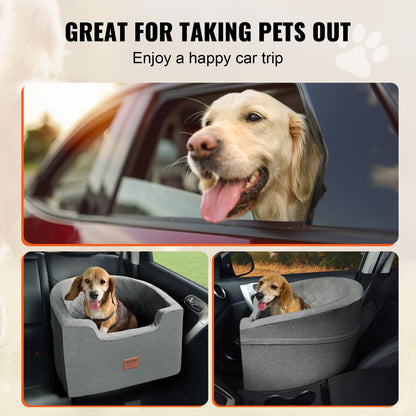 VEVOR Dog Car Seat, Waterproof Dog Booster Seat for Car with A Storage Pocket, Clip-On Safety Leash and Sponge Filling, Dog Car Bed for Small & Medium Dog up to 55lbs, Gray - CWZGQCZYTSQH1HCRMV0 - view 7