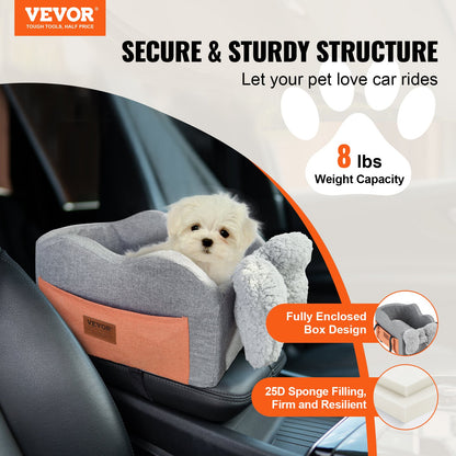 VEVOR Console Dog Car Seat, Center Console Dog Booster Seat for Small Dog, Pet Car Seat for Car Armrest with Clip-On Leash, Adjustable Straps, Supports up to 8lbs, Dark Gray - CWZGQCZYXSZKLZXT4V0 - view 3