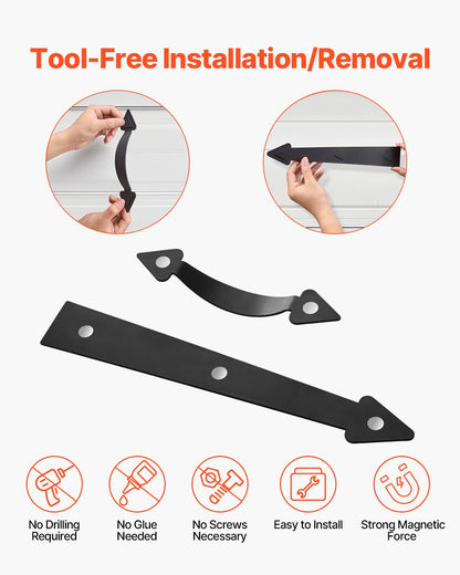 VEVOR Magnetic Garage Door Hardware Kit, Decorative Garage Door Hinges Handles, Black Carriage House Accents, No Installation Needed, 4 Hinges and 2 Handles for Barn Gate Curb Appeal - CXAZSLCZBSJLXE1LB001V0 - view 5