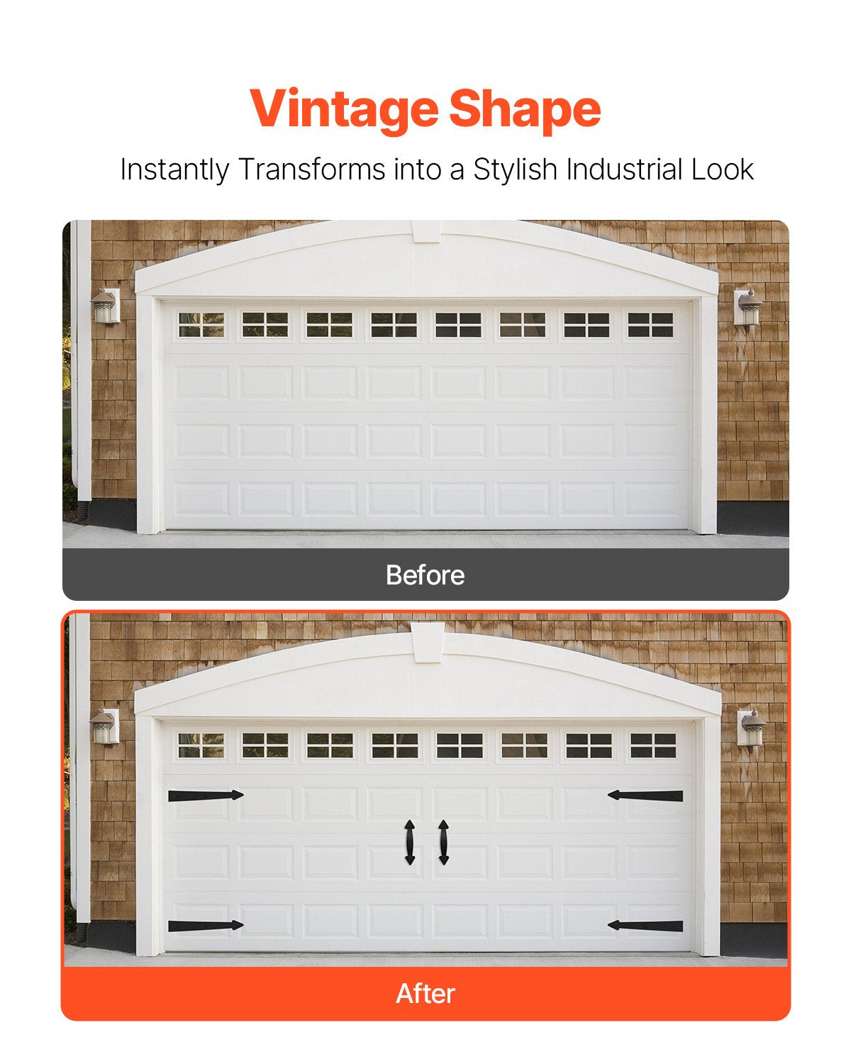 VEVOR Magnetic Garage Door Hardware Kit, Decorative Garage Door Hinges Handles, Black Carriage House Accents, No Installation Needed, 4 Hinges and 2 Handles for Barn Gate Curb Appeal - CXAZSLCZBSJLXE1LB001V0 - view 6