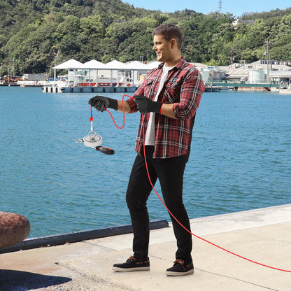 VEVOR Magnet Fishing Kit, 2000 LBS/907 Kg Double-Sided Pulling Force Strong Magnet Fishing Kit, Rare Earth Neodymium Magnetic Fishing Kit Includes Grappling Hook, Heavy Duty Rope, Gloves and Eyebolt - CXDYTZ2JTSM2K4AQDV0 - view 9