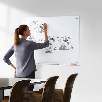 VEVOR Magnetic Glass Whiteboard, Dry Erase Board 36"x24", Wall-Mounted Large White Glassboard Frameless, with Marker Tray, an Eraser and 2 Markers, White - CXGCBLBGHBL3CGGHBV0 - view 9