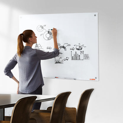 VEVOR Magnetic Glass Whiteboard, Dry Erase Board 48"x32", Wall-Mounted Large White Glassboard Frameless, with Marker Tray, an Eraser and 2 Markers, White - CXGCBLBGHBL4O9WH5V0 - view 8