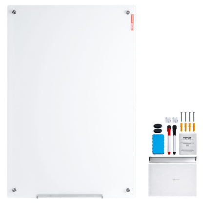 VEVOR Magnetic Glass Whiteboard, Dry Erase Board 48"x32", Wall-Mounted Large White Glassboard Frameless, with Marker Tray, an Eraser and 2 Markers, White - CXGCBLBGHBL4O9WH5V0 - view 9