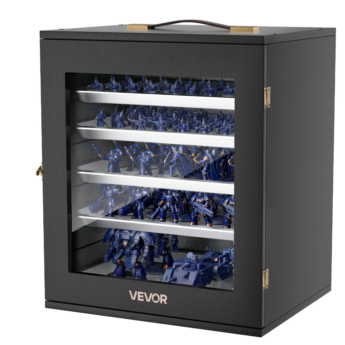 VEVOR Miniatures Storage Case, Warhammer Fits for 1750-2000 Scale Models, Wooden Miniatures Display Holder with 5 Tray & 13 Slots, Miniature Transport Case for Collectibles (Minis Not Included) - CXGDBSJCMX00JM96I001V0 - view 10