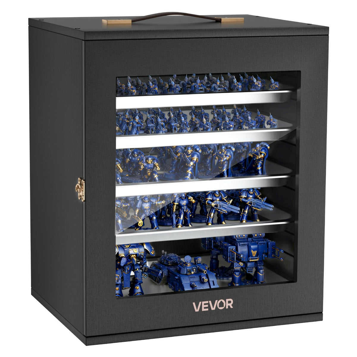 VEVOR Miniatures Storage Case, Warhammer Carrying Case Fits for 1000-1500 Scale Models, DND Gifts Wooden Miniatures Display Holder with 5 Tray & 11 Slots, Case for Collectible (Minis Not Included) - CXGDBZJCMX00IN6FQ001V0 - view 1