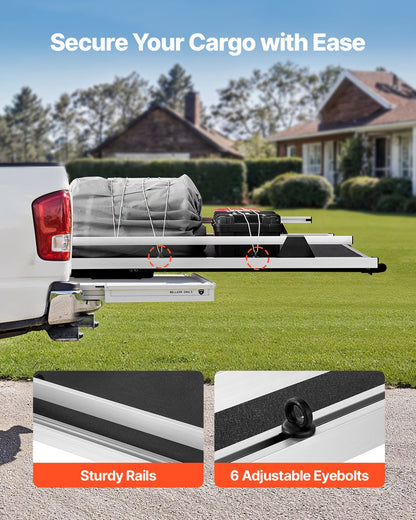 VEVOR Sliding Truck Bed Organizer, 65 x 48-Inch Heavy Duty Truck Bed Storage Drawer with 1000 lbs Capacity, Features 6 Movable Rings for Securing, 2-Postion Slide out Tray for Pickup Trucks, Black - CXHCSTP6548IH0VU6V0 - view 5
