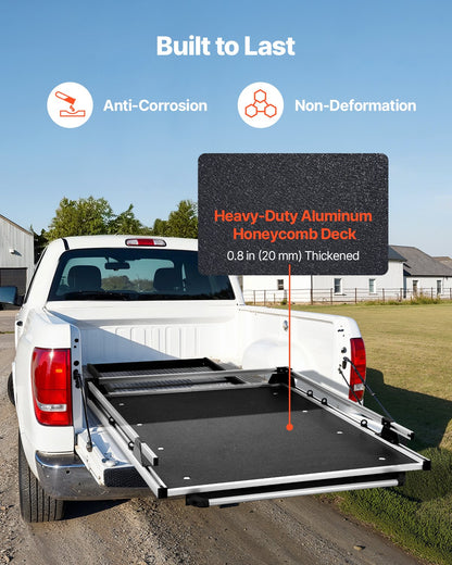 VEVOR Sliding Truck Bed Organizer, 65 x 48-Inch Heavy Duty Truck Bed Storage Drawer with 1000 lbs Capacity, Features 6 Movable Rings for Securing, 2-Postion Slide out Tray for Pickup Trucks, Black - CXHCSTP6548IH0VU6V0 - view 6