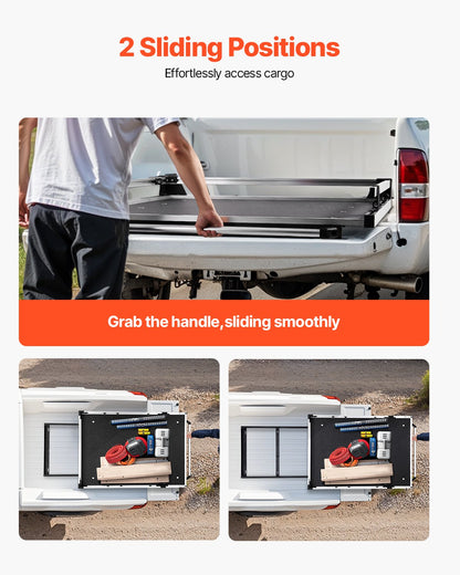 VEVOR Sliding Truck Bed Organizer, 78 x 48-Inch Heavy Duty Truck Bed Storage Drawer with 1000 lbs Capacity, Features 6 Movable Rings for Securing, 2-Postion Slide out Tray for Pickup Trucks, Black - CXHCSTP7848IJK4SSV0 - view 4