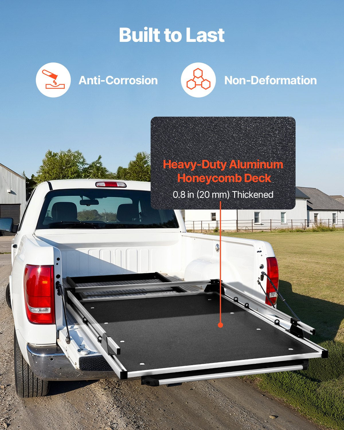 VEVOR Sliding Truck Bed Organizer, 78 x 48-Inch Heavy Duty Truck Bed Storage Drawer with 1000 lbs Capacity, Features 6 Movable Rings for Securing, 2-Postion Slide out Tray for Pickup Trucks, Black - CXHCSTP7848IJK4SSV0 - view 6