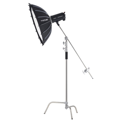 VEVOR C Stand with Boom Arm, Max Height 10.83 ft/330 cm, Stainless Steel Heavy Duty Photography Light Stand with 4.8-9.8 ft Adjustable Height, 2 Grip Head for Studio Monolight, Softbox, Reflector - CXJYHJ3M0000FCLT8V0 - view 10