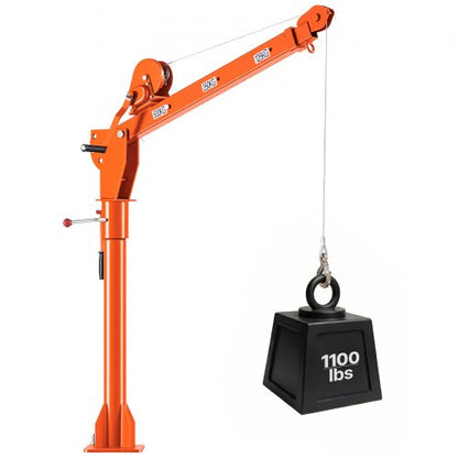 VEVOR Truck Crane, 1100 lbs Manual Pickup Truck Crane with Hand Winch, 360° Rotating Telescopic Boom, Premium Galvanized Steel, Foldable Pickup Bed Jib for Machine Lumber Attic Heavy Load Lifting - CXKSDCZDJSDJZEDLE001V0 - view 2