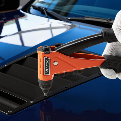 VEVOR Pop Rivet Gun Kit, with 200 Blind Rivets, Heavy Duty Single Hand Riveter with 4 Interchangeable Nosepieces, 4 Drill Bits, and a Carrying Case, Manual Riveting Tool for Metal, Automotive, Home - CXLMQZXDBS9I9P08D001V0 - view 9
