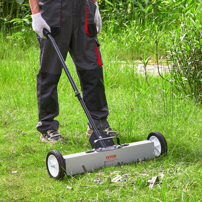VEVOR 24-Inch Magnetic Sweeper with Wheels, 50 lbs Capacity, with Telescoping Magnetic Pickup Tool, Adjustable Handle, Magnetic Pickup Sweeper to Pick Up Nails and Screws, for Workshop, Garage, Yard - CXQSQTZ2432IGCPZVV0 - view 9