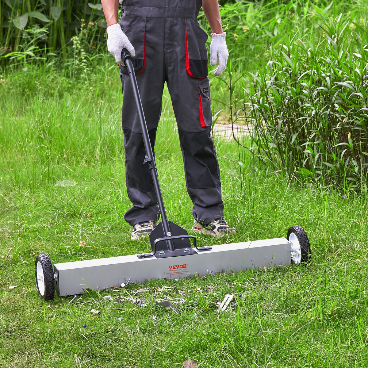 VEVOR 36-Inch Magnetic Sweeper with Wheels, 55 lbs Capacity, with Telescoping Magnetic Pickup Tool, Adjustable Handle, Magnetic Pickup Sweeper to Pick Up Nails and Screws, for Workshop, Garage, Yard - CXQSQTZ3632I3TYDJV0 - view 9