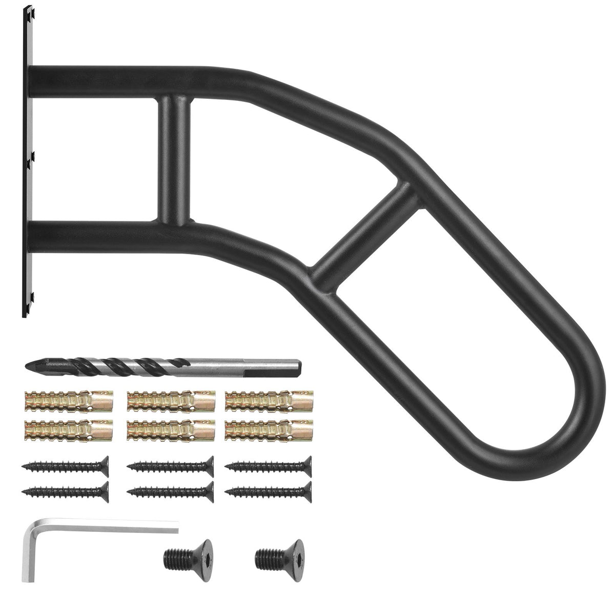 VEVOR Handrails for Outdoor Steps, 29" Length Wall Mount Safety Railings for 1-3 Steps, U-Shaped Handrail with Matte Black Finished, Stair Handrails for Kids, Elderly, Pregnant Women, Disabled - CXSBSHS29IN1ZXJLBV0 - view 10