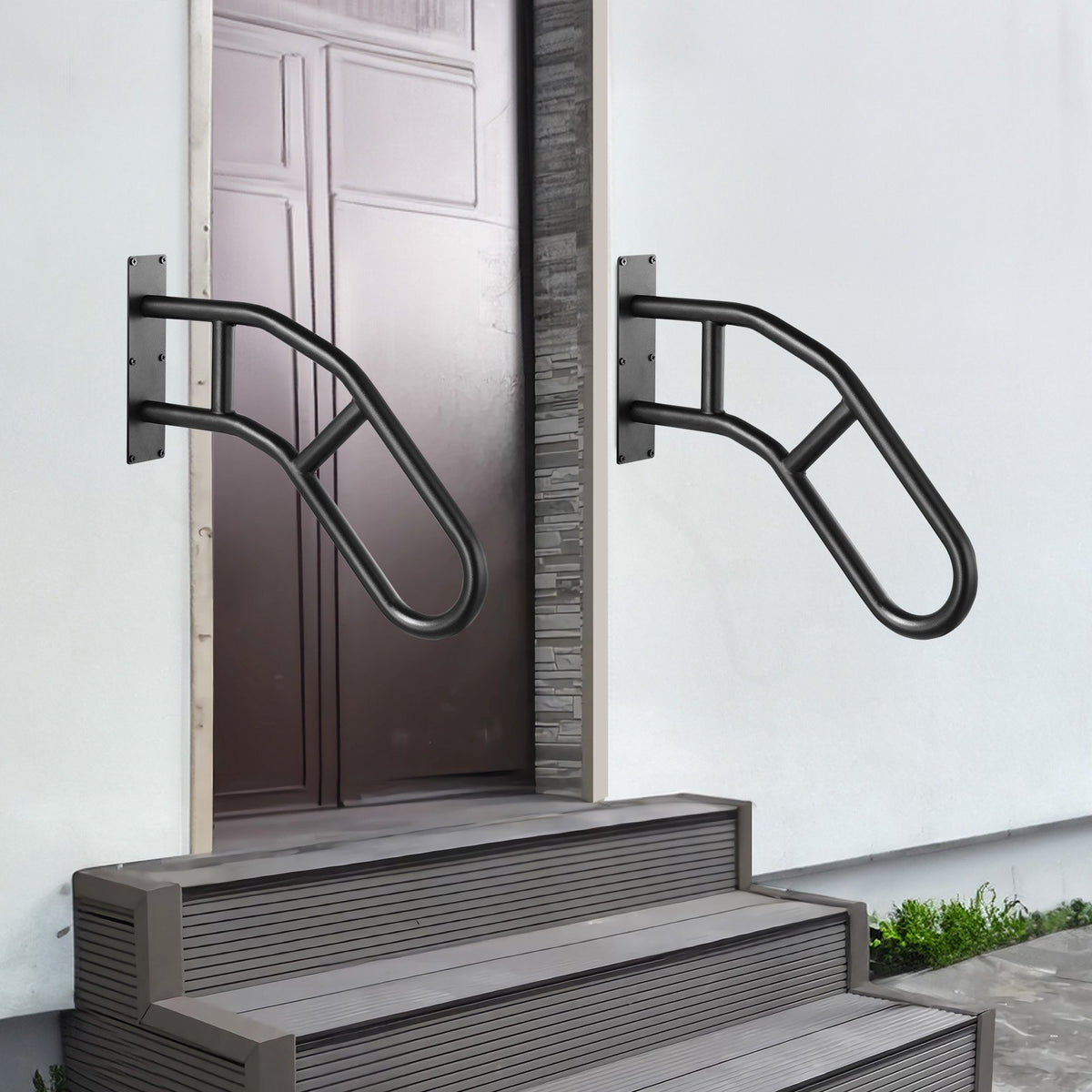 VEVOR Handrails for Outdoor Steps, 29" Length Wall Mount Safety Railings for 1-3 Steps, U-Shaped Handrail with Matte Black Finished, Stair Handrails for Kids, Elderly, Pregnant Women, Disabled 2 PCS - CXSBSHS29IN2PB8MPV0 - view 9