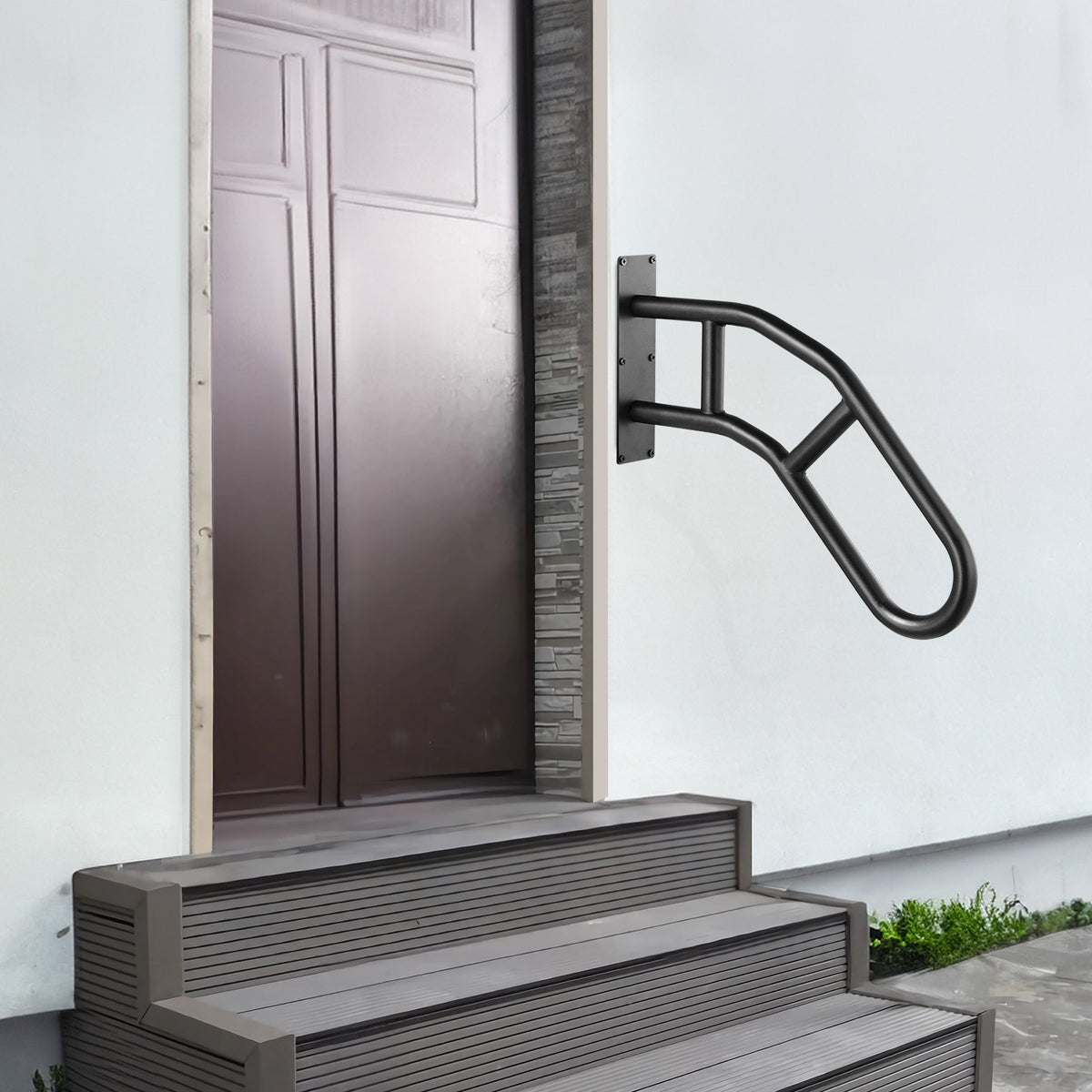 VEVOR Handrails for Outdoor Steps, 32" Length Wall Mount Safety Railings for 1-3 Steps, U-Shaped Handrail with Matte Black Finished, Stair Handrails for Kids, Elderly, Pregnant Women, Disabled - CXSBSHS32IN1Q0NRVV0 - view 9