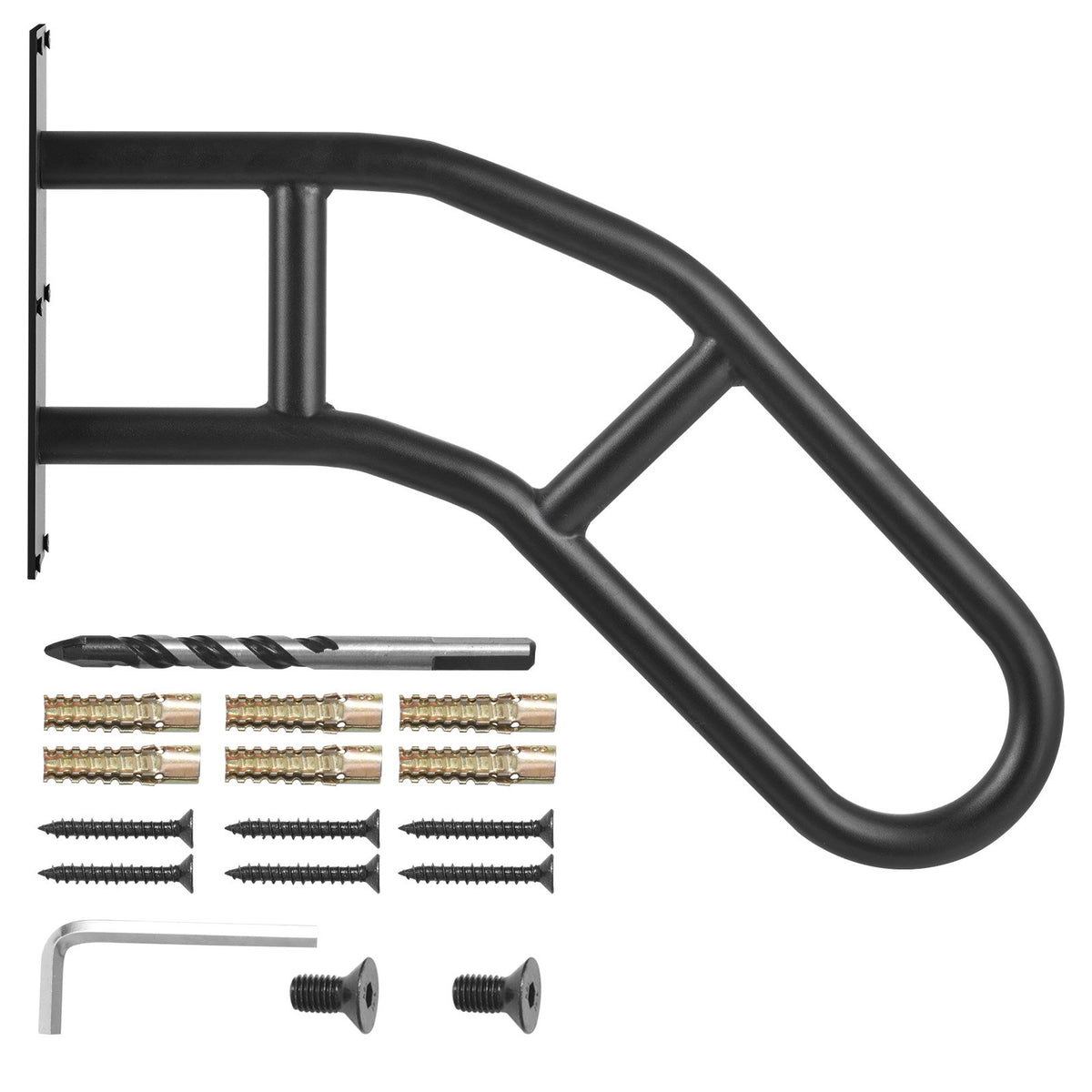 VEVOR Handrails for Outdoor Steps, 32" Length Wall Mount Safety Railings for 1-3 Steps, U-Shaped Handrail with Matte Black Finished, Stair Handrails for Kids, Elderly, Pregnant Women, Disabled - CXSBSHS32IN1Q0NRVV0 - view 10