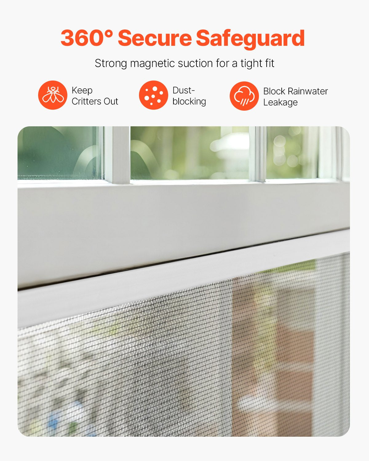 VEVOR Magnetic Window Screen,  58.27 x 39.17 inch PVC and Fiberglass Mesh, White Frames with Black Magnetic Strip and Wind Clips, No Drilling Easy Installation, Magnetic Screen for House Window - CXSC55INCH36FFUBK001V0 - view 6