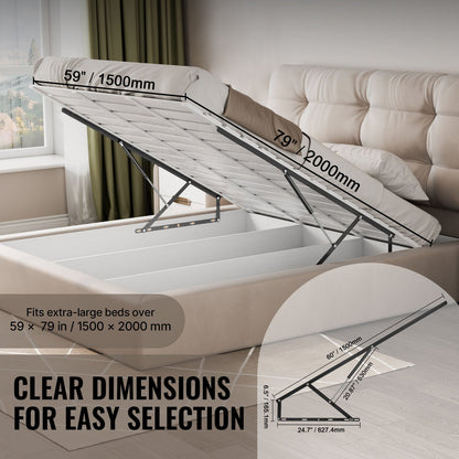 VEVOR Bed Lift, 59x79 in Compatible Extra-large Size 309 lbs Load Bearing, DIY Wall Bed Mechanical Hardware Kit Vertical Deluxe, Pneumatic Lever Heavy Duty Support, Folding for Guestroom - CXSJQ1500MM1A79I8V0 - view 4