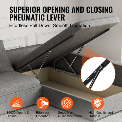 VEVOR Bed Lift, 59x79 in Compatible Extra-large Size 309 lbs Load Bearing, DIY Wall Bed Mechanical Hardware Kit Vertical Deluxe, Pneumatic Lever Heavy Duty Support, Folding for Guestroom - CXSJQ1500MM1A79I8V0 - view 5