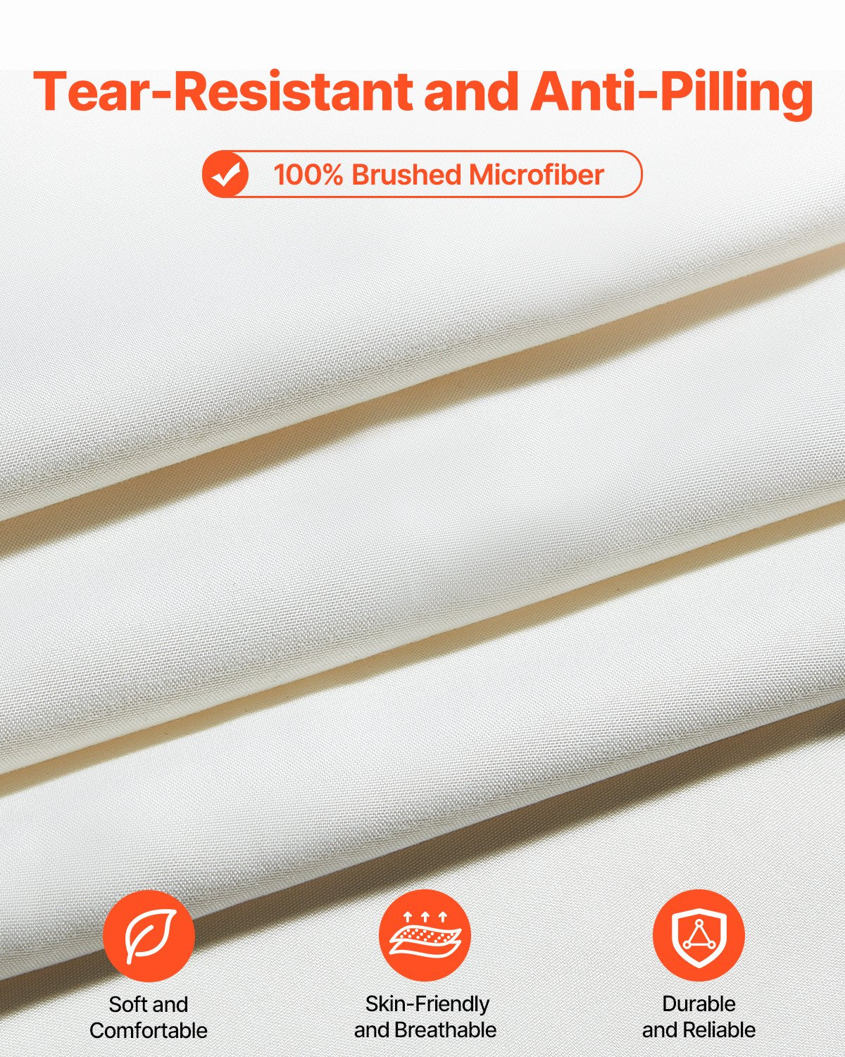 VEVOR 4-Piece Bed Sheet Set - Queen Size, 100% Brushed Microfiber Bedding Set with 2 Pillowcases, 1 Flat Sheet & 1 Fitted Sheet, Breathable & Wrinkle-Resistant Luxury Bed Sheets with 16" Deep Pocket - CXXWCDTZ4JQU9WJS5V0 - view 4