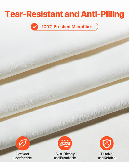 VEVOR 4-Piece Bed Sheet Set - Queen Size, 100% Brushed Microfiber Bedding Set with 2 Pillowcases, 1 Flat Sheet & 1 Fitted Sheet, Breathable & Wrinkle-Resistant Luxury Bed Sheets with 16" Deep Pocket - CXXWCDTZ4JQU9WJS5V0 - view 4