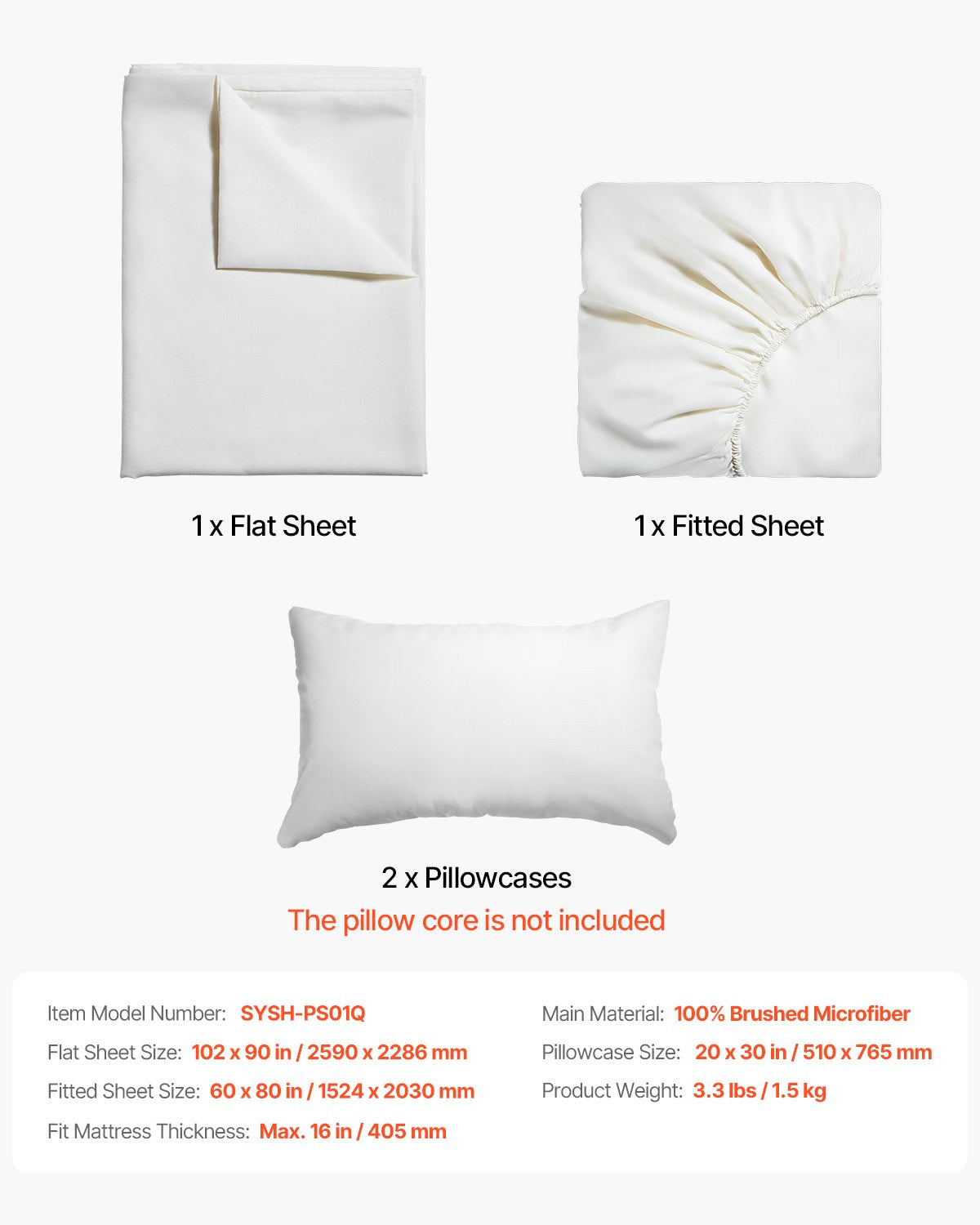 VEVOR 4-Piece Bed Sheet Set - Queen Size, 100% Brushed Microfiber Bedding Set with 2 Pillowcases, 1 Flat Sheet & 1 Fitted Sheet, Breathable & Wrinkle-Resistant Luxury Bed Sheets with 16" Deep Pocket - CXXWCDTZ4JQU9WJS5V0 - view 8