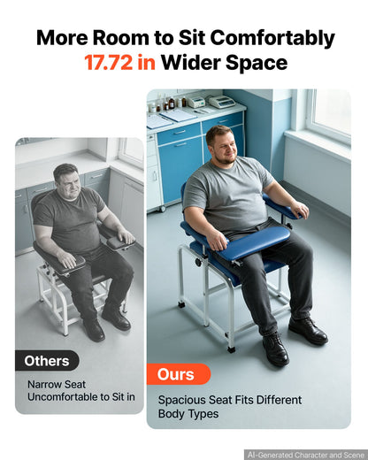 VEVOR Phlebotomy Chair 500LBS Capacity Blood Draw Medical Chair, Comfortable Blood Drawing Chairs with Adjustable Armrests, Soft Padded Seat, Easy-to-Clean PVC Leather for Hospitals Clinics - CXYCXYZYFSFZK9GBA001V0 - view 4