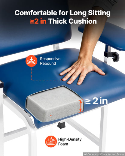 VEVOR Phlebotomy Chair 500LBS Capacity Blood Draw Medical Chair, Comfortable Blood Drawing Chairs with Adjustable Armrests, Soft Padded Seat, Easy-to-Clean PVC Leather for Hospitals Clinics - CXYCXYZYFSFZK9GBA001V0 - view 5
