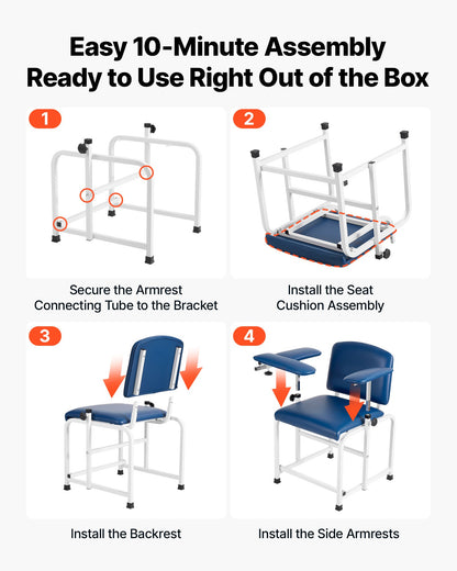 VEVOR Phlebotomy Chair 500LBS Capacity Blood Draw Medical Chair, Comfortable Blood Drawing Chairs with Adjustable Armrests, Soft Padded Seat, Easy-to-Clean PVC Leather for Hospitals Clinics - CXYCXYZYFSFZK9GBA001V0 - view 7
