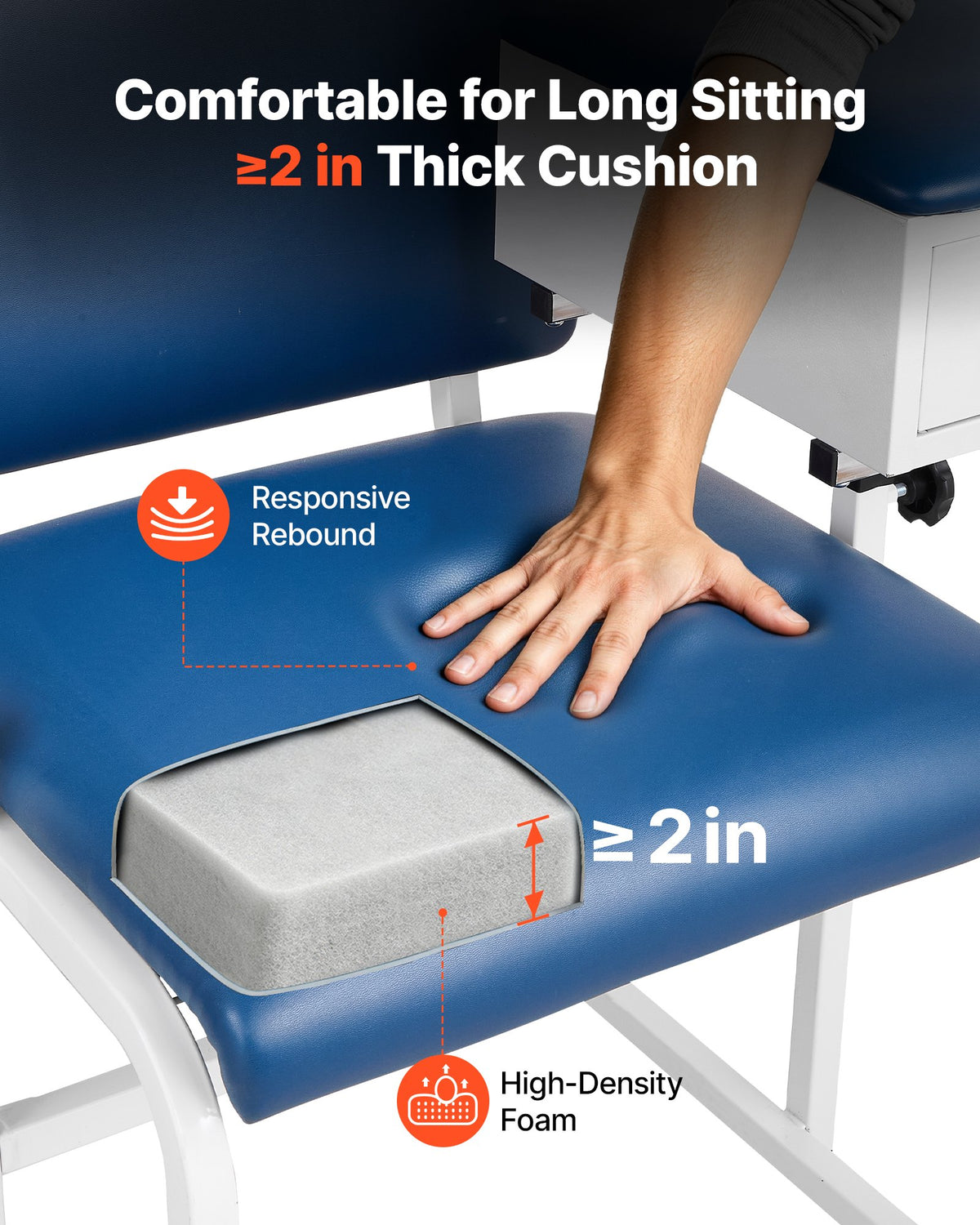 VEVOR Phlebotomy Chair 500LBS Blood Draw Medical Chair with Drawer, Comfortable Blood Drawing Chairs with Adjustable Armrests, Soft Padded Seat, Easy-to-Clean PVC Leather for Hospitals Clinics - CXYCXYZYFSFZLIEK8001V0 - view 5