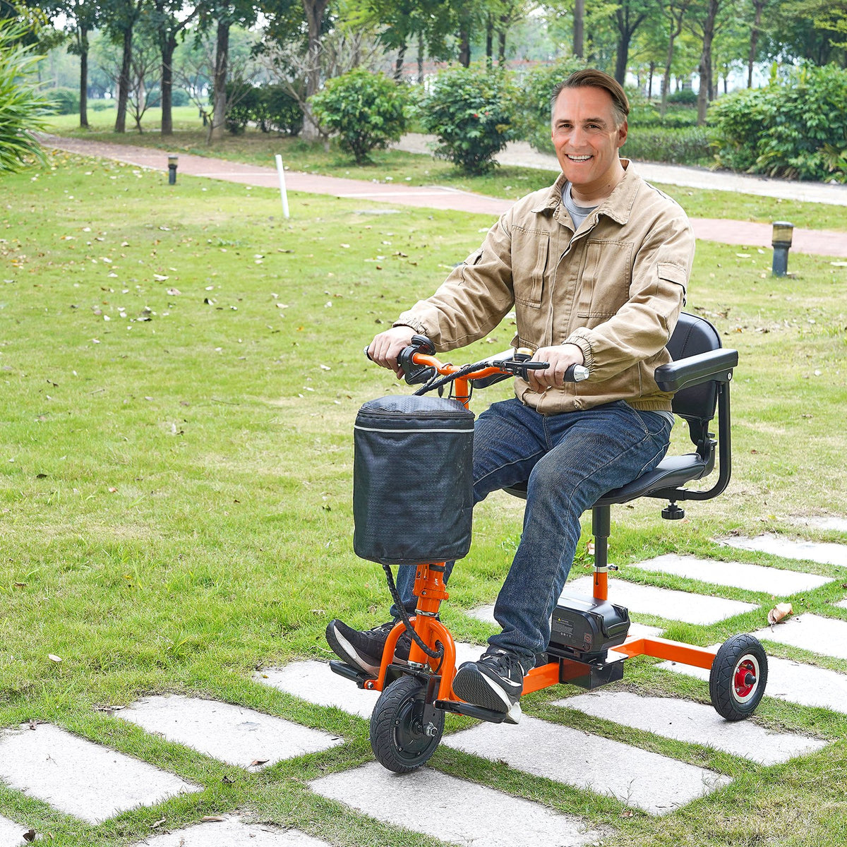 VEVOR Foldable 3 Wheel Mobility Scooter for Seniors, Portable Electric Powered Mobility Scooter with 12 Mile Long Range, All Terrain Travel Wheelchair with 48V Lithium-ion Battery, Max Support 330LBS - CXZDZXC3L9KMUIOZTV5 - view 9