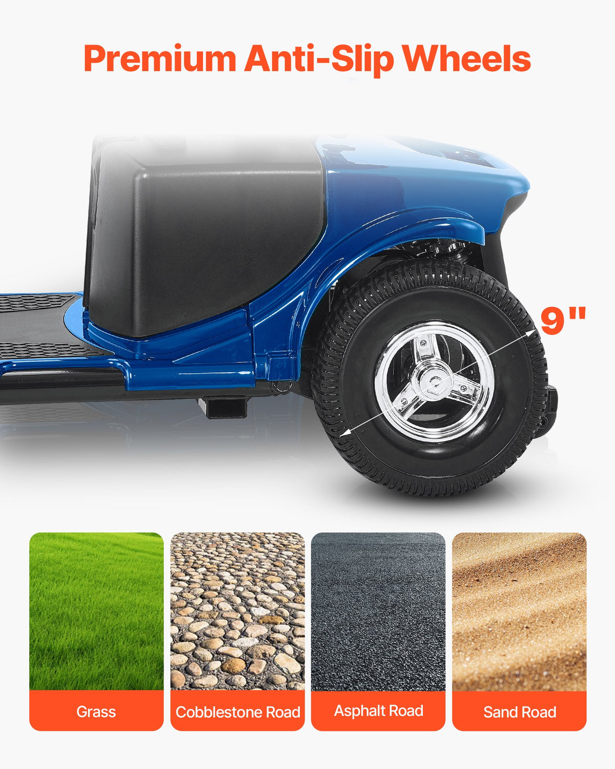 VEVOR Heavy-Duty 4 Wheel Mobility Scooter for Adults & Seniors - Folding Electric Powered Mobility Scooter & 12 Mile Long Range, Travel Scooter with 9° Climbing Capacity, 265lb Capacity - CXZDZXC4L25KEBY5AV5 - view 5