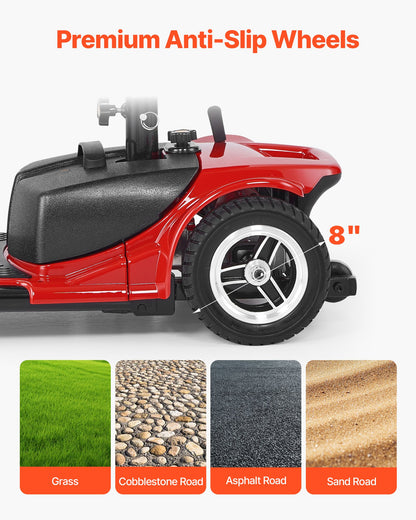VEVOR 3 Wheel Folding Mobility Scooter for Adults & Seniors, Heavy-Duty Electric Powered Mobility Scooter & 12 Mile Long Range, All Terrain Travel Wheelchair with 9° Climbing Capacity, 265lb Capacity - CXZDZXCHS3L2EEAFHV5 - view 5