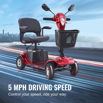 VEVOR Heavy-Duty 4 Wheel Mobility Scooter for Adults & Seniors - Folding Electric Powered Mobility Scooter & 12 Mile Long Range, All Terrain Travel Scooter with 9° Climbing Capacity, 265lb Capacity - CXZDZXCHS4L2QK74GV5 - view 6